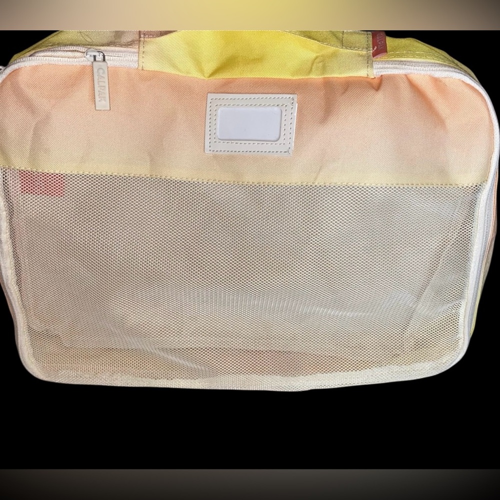 CALPAK Packing Cube 1 Piece Sorbet Pink Yellow Large ( 13”x 15”x 2”) Mesh